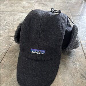 Patagonia Recycled Wool Gray Ear Flap Cap